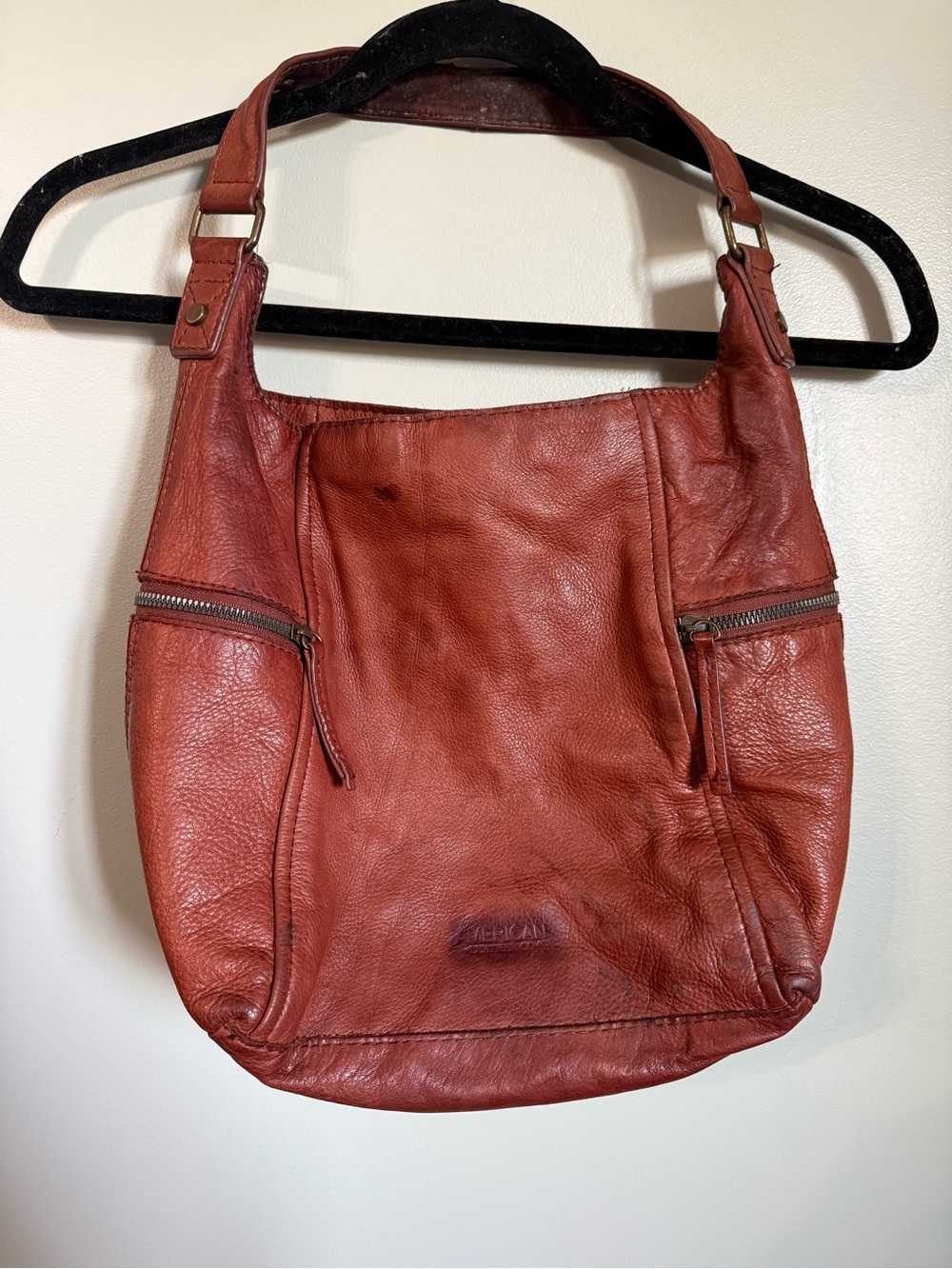 American Leather Co. Erie Large Leather Slouchy Hobo Handbag - Scarlet Red